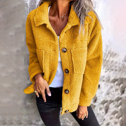 Plus Size Women’s Solid Color Sherpa Jacket FitiqueFit