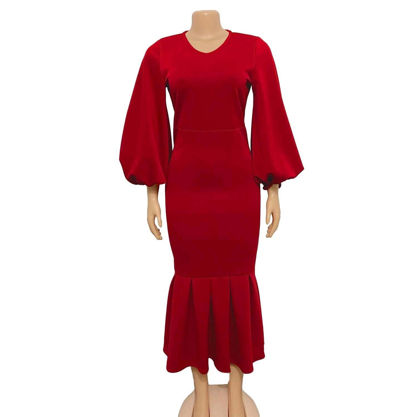 European And American Fashion Plus Size V-neck Long-sleeve Dress Grayceful LLC