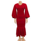 European And American Fashion Plus Size V-neck Long-sleeve Dress Grayceful LLC