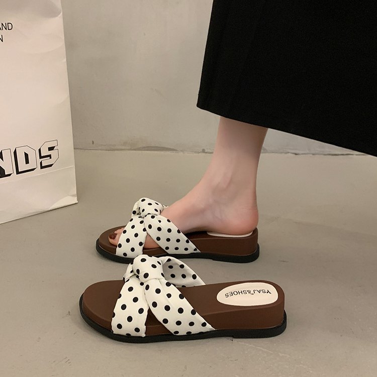 Polka Dot Platform Wedge Sandals – Boho Crisscross Slide FitiqueFit