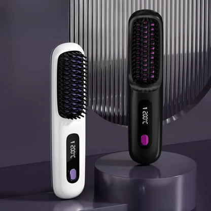 Portable Wireless Hair Straightener Comb – USB Rechargeable, 3-Speed, Negative Ion DailySale