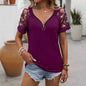 Women's Rhinestone Cut-Out Short-Sleeve Top with Chain Detail FitiqueFit