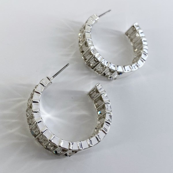 In and out Baguette Stones Small Hoop Earrings Shop Style & More | Fresh Looks, Everyday Deals & Free Shipping