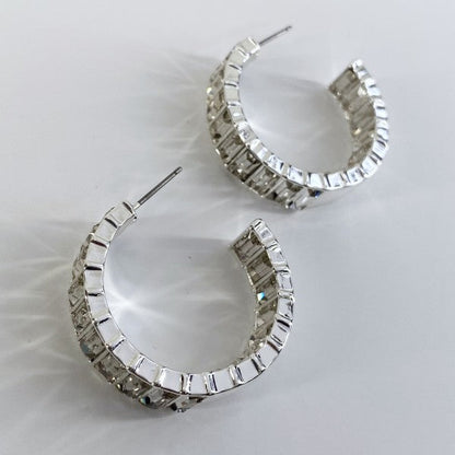 In and out Baguette Stones Small Hoop Earrings Shop Style & More | Fresh Looks, Everyday Deals & Free Shipping