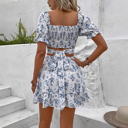 French-Style Floral Print Vacation Set for Women FitiqueFit