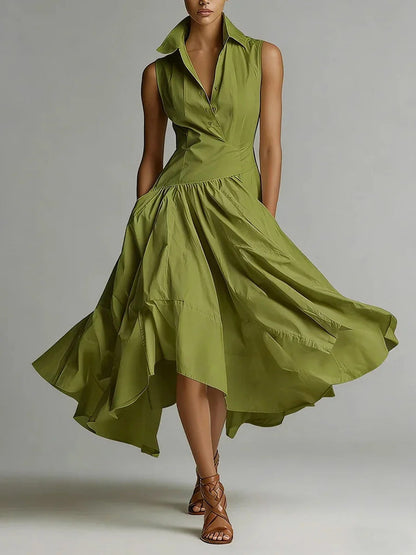 Women's Goddess Slim-Fit Maxi Dress – Collared, Sleeveless, Elegant Long Dress FitiqueFit