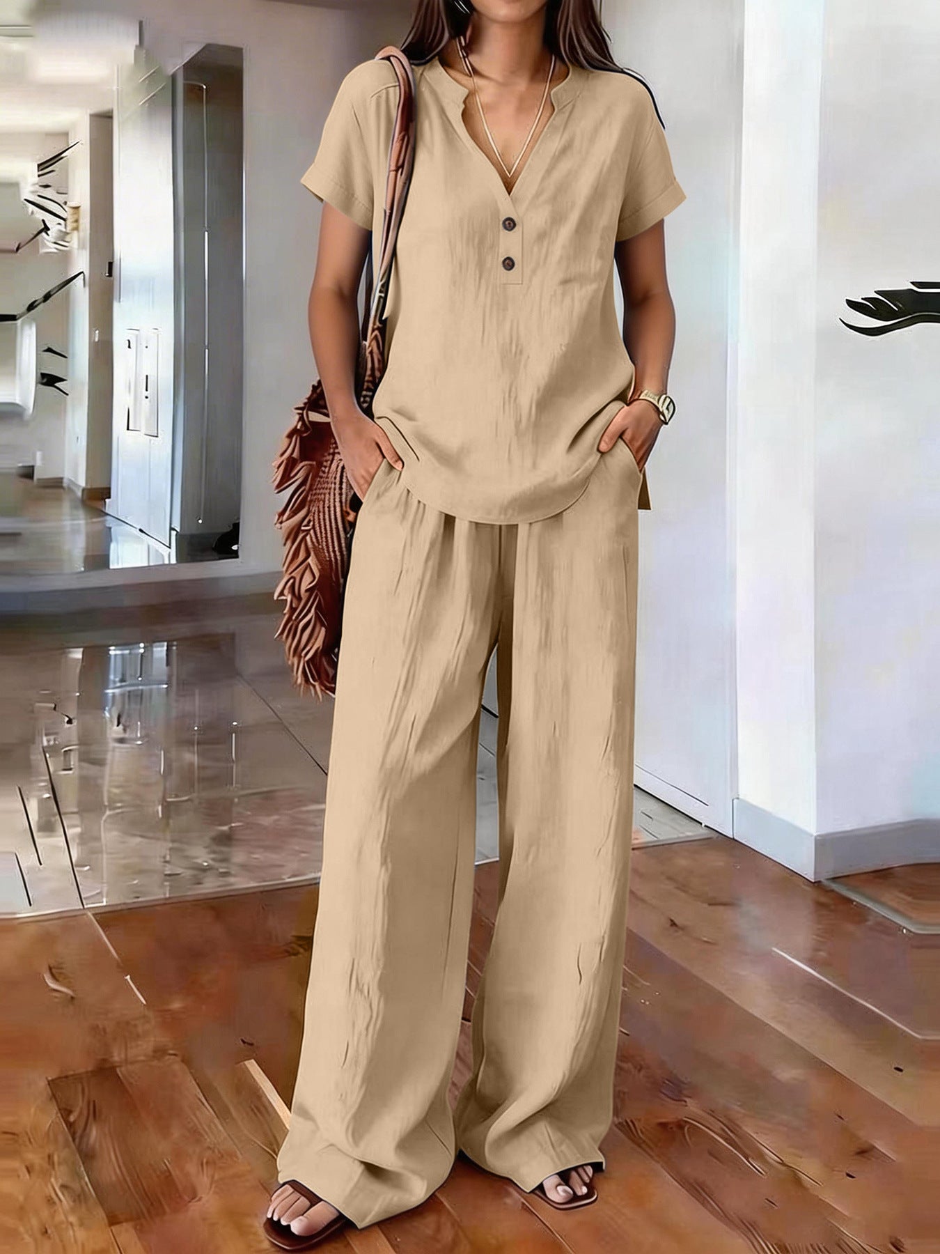 Women’s Casual Solid Color Two Piece Set FitiqueFit