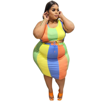 Sleeveless Color-Printed Pencil Skirt Trendy Elegant Plus-Size See size chart under “more details” The Fashion Celestial