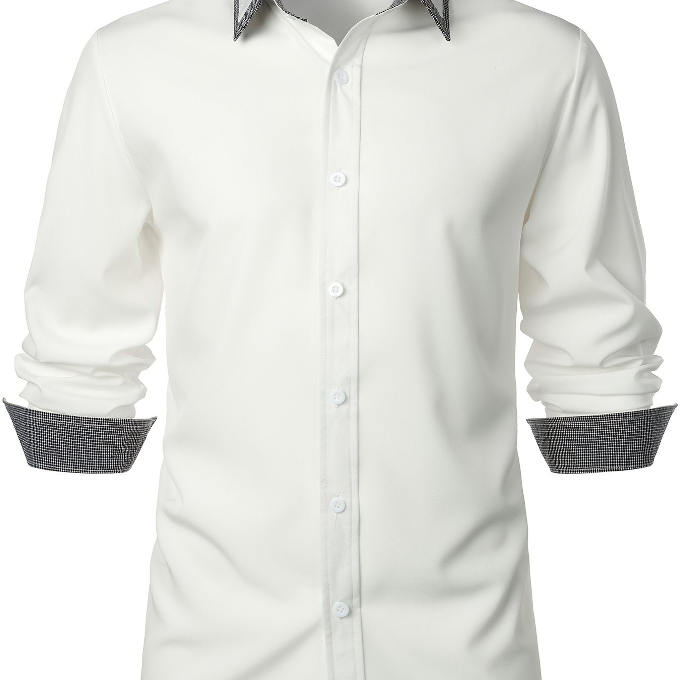 Men'S Color-Blocked Checkered Casual Long-Sleeve Shirt NovaCart