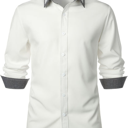 Men'S Color-Blocked Checkered Casual Long-Sleeve Shirt NovaCart