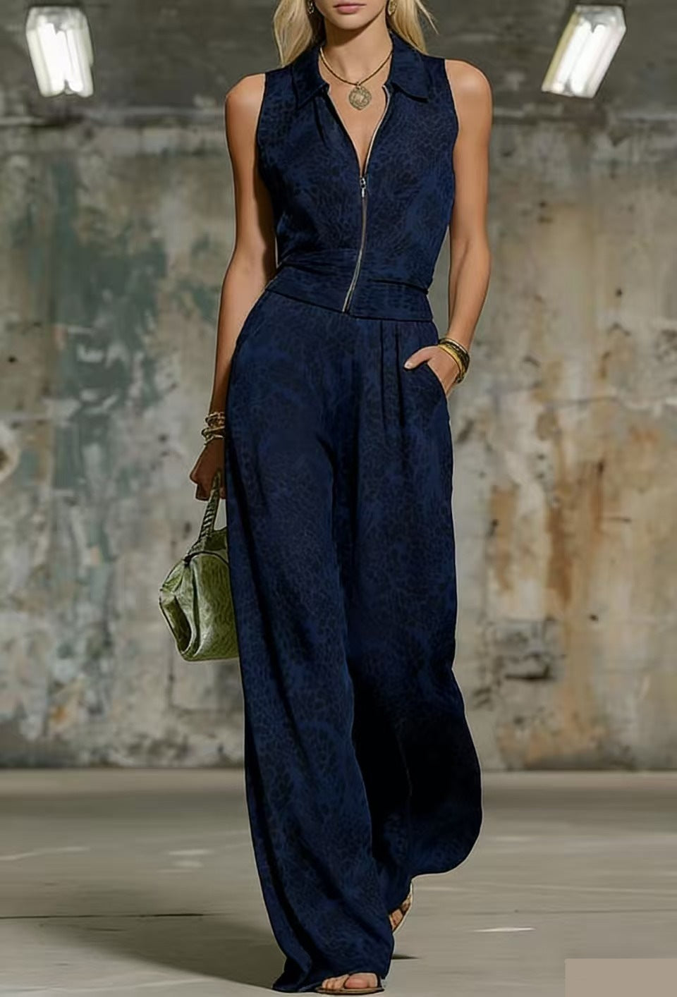 Floral Print Zip-Up Sleeveless Jumpsuit – Women's Wide Leg Romper FitiqueFit