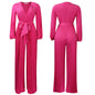 V-neck Lace Up Pleated Wide-leg Plus Size Jumpsuit See size chart under “more details” The Fashion Celestial