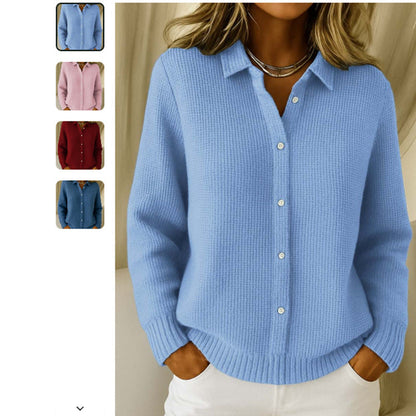 Casual Fashion Button Knitted Lapel Sweater For Women Long Sleeve Knitted Sweaters Tops Winter Jumper See size chart under “more details” The Fashion Celestial