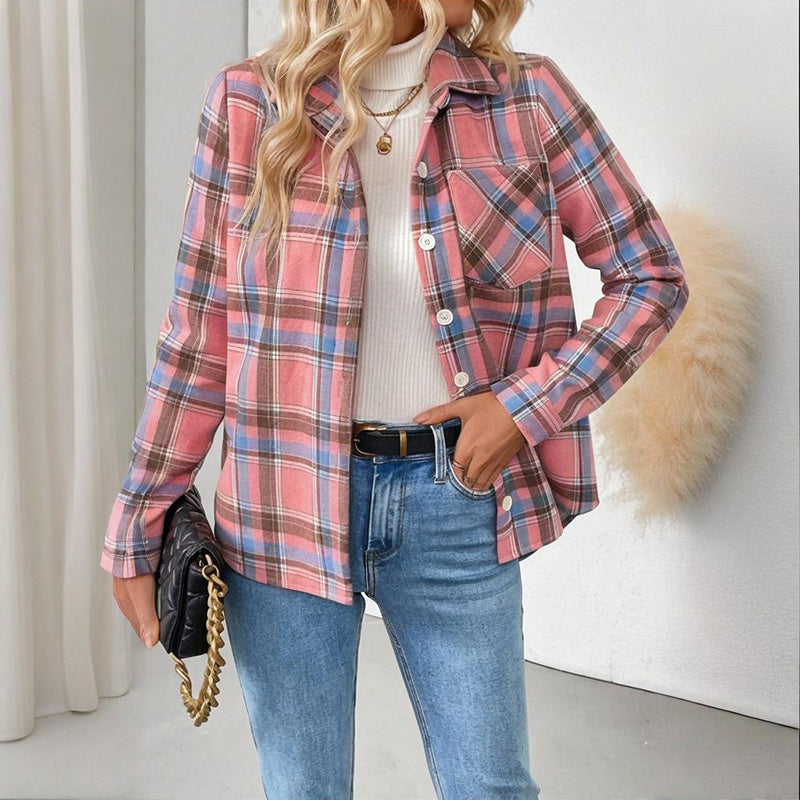 Checkered Fleece-Lined Shacket with Chest Pockets FitiqueFit