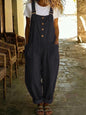 Women's Vintage High-Waist Straight-Leg Overalls – Sleeveless Suspender Jumpsuit FitiqueFit