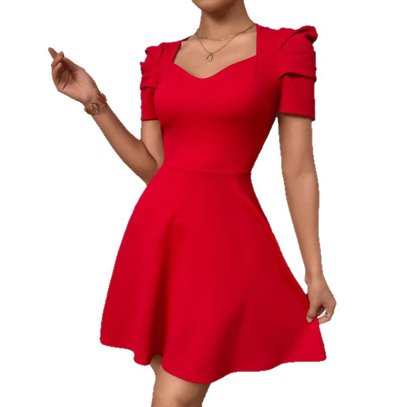 Women's Boat Neck High-Waist Mini Dress – Zipper Patchwork FitiqueFit