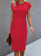 Front Knot Bodycon Midi Dress – Round Neck Sleeveless Tie Dress FitiqueFit