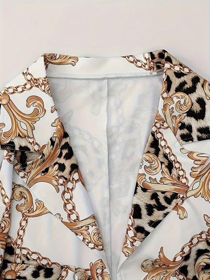 Geometric Print Two-Piece Blazer Set FitiqueFit