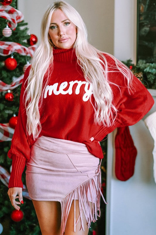Christmas Merry Embroidered Puff Sleeve Turtleneck Shop Style & More | Fresh Looks, Everyday Deals & Free Shipping
