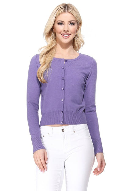 Gem Button Crew Neck Long Sleeve Sweater Cardigan Shop Style & More | Fresh Looks, Everyday Deals & Free Shipping