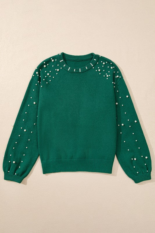 Solid Pearl Drop Shoulder Round Neck Sweater Shop Style & More | Fresh Looks, Everyday Deals & Free Shipping