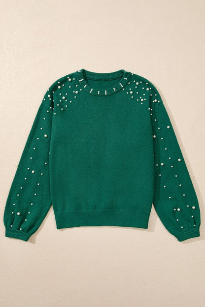 Solid Pearl Drop Shoulder Round Neck Sweater Shop Style & More | Fresh Looks, Everyday Deals & Free Shipping