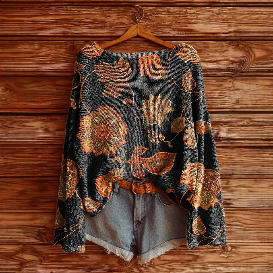 Women’s Fall Wildflower Print Long Sleeve T-Shirt FitiqueFit