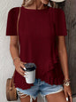 Women’s Casual Solid Color Short Sleeve Crew Neck Top FitiqueFit