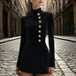 Women’s Stand Collar Blazer Dress – Slim Fit Formal Short Outfit FitiqueFit