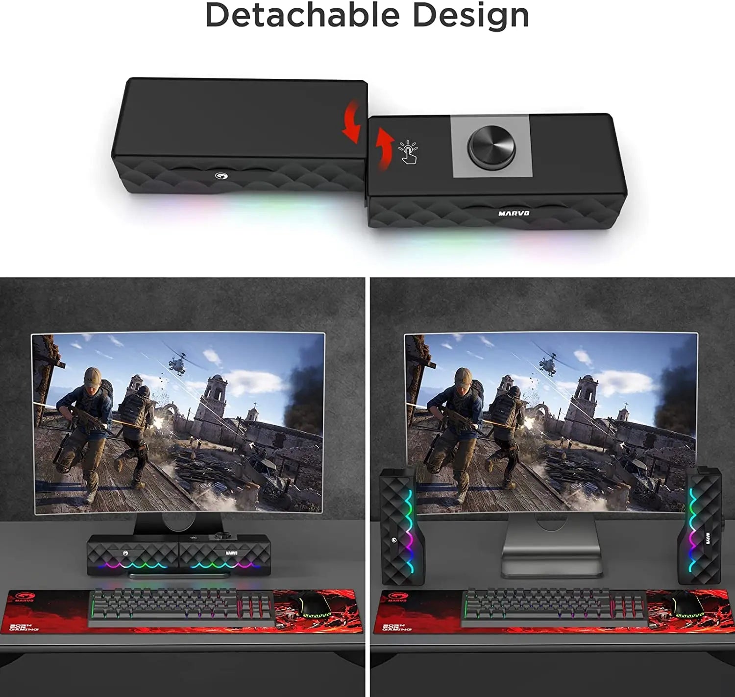 Elevate Your Audio Experience with the Marvo SG280 RGB PC Speakers - Wireless & Wired Connectivity, Touch Control, and Stunning Sound for Gaming, Movies, and Music