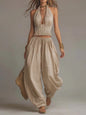 Women's Sleeveless Backless Halter Top & Wide-Leg Pants Set FitiqueFit