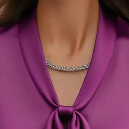 Elegant Satin Ribbon Blouse — Long Sleeve Button-Down Work Shirt FitiqueFit