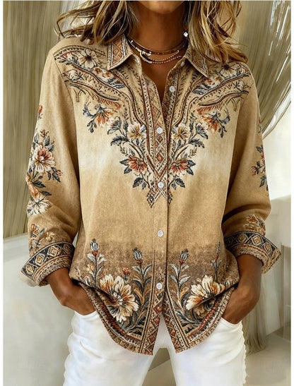 Loose-Fit Floral Print Lapel Cardigan Shirt – 4 Prints, S–5XL FitiqueFit