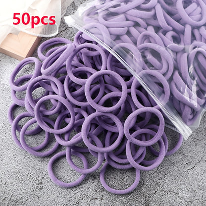 50pcs/Set Women   Basic Hair Bands 1.57inch Simple Solid Colors Elastic Headband Hair Ropes Ties Hair Accessories Ponytail Holder NovaCart