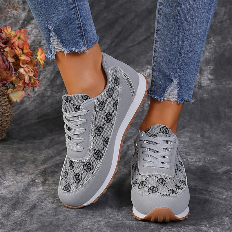Floral Print Lace-Up Sneakers – Comfortable Canvas Shoes FitiqueFit