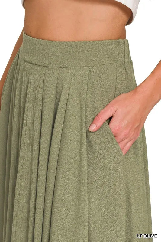 Zenana Woven Crinkle Gauze Crop Tee and Skirt Set West2East Surf