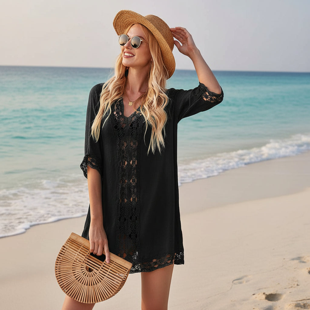 Resort Beach Tunic Dress | Patchwork Cover-Up FitiqueFit
