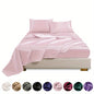 4pcs Satin Bed Sheet Four-Piece Set Includes One Fitted Sheet, One Flat Sheet, And Two Pillowcases. Pillowcases Do Not Include Inserts. Solid Colors Showcase Simple Elegance. The Simple Style Is Classic And Timeless. Polyeste NovaCart