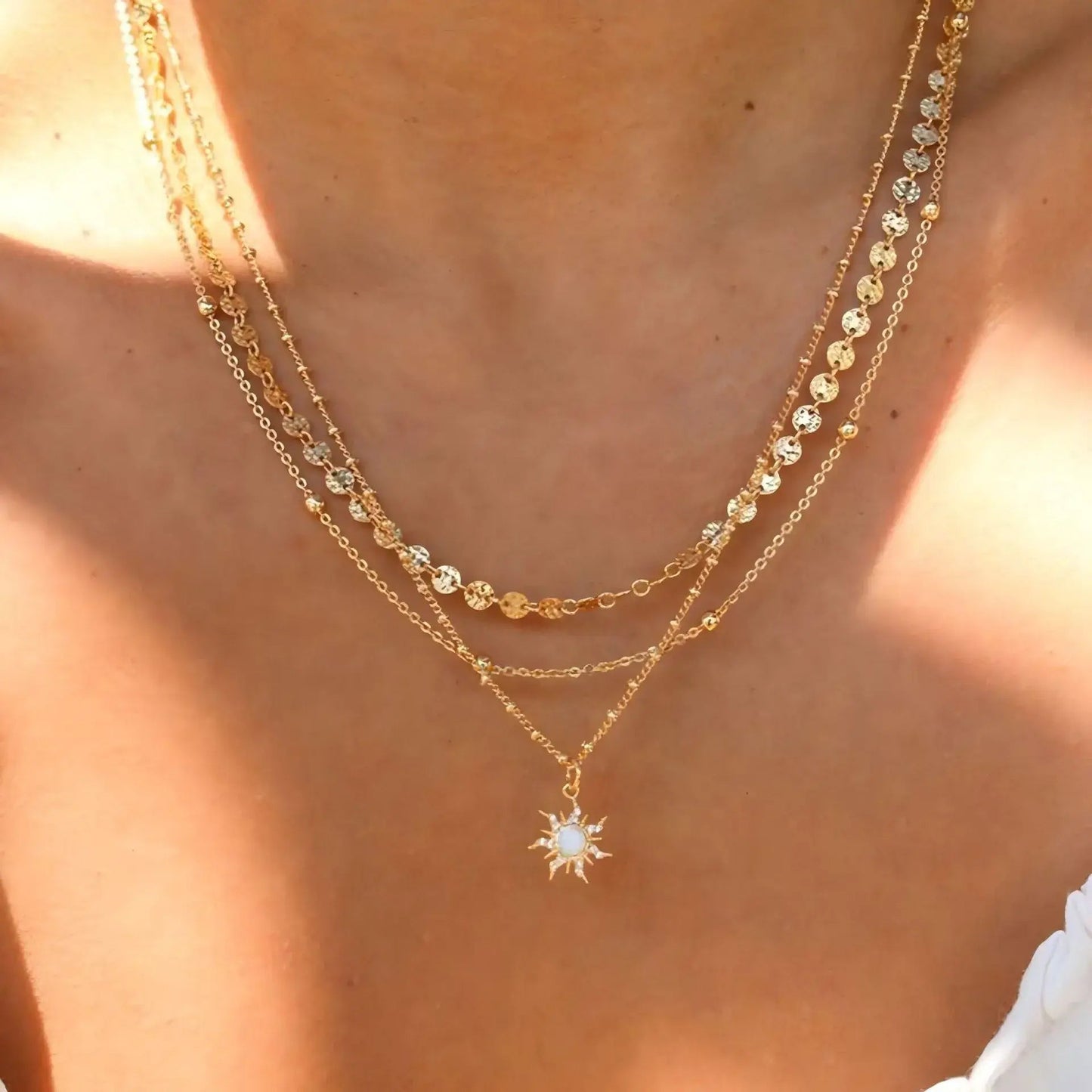Stellar Drift Layered Necklace Ivory Embers