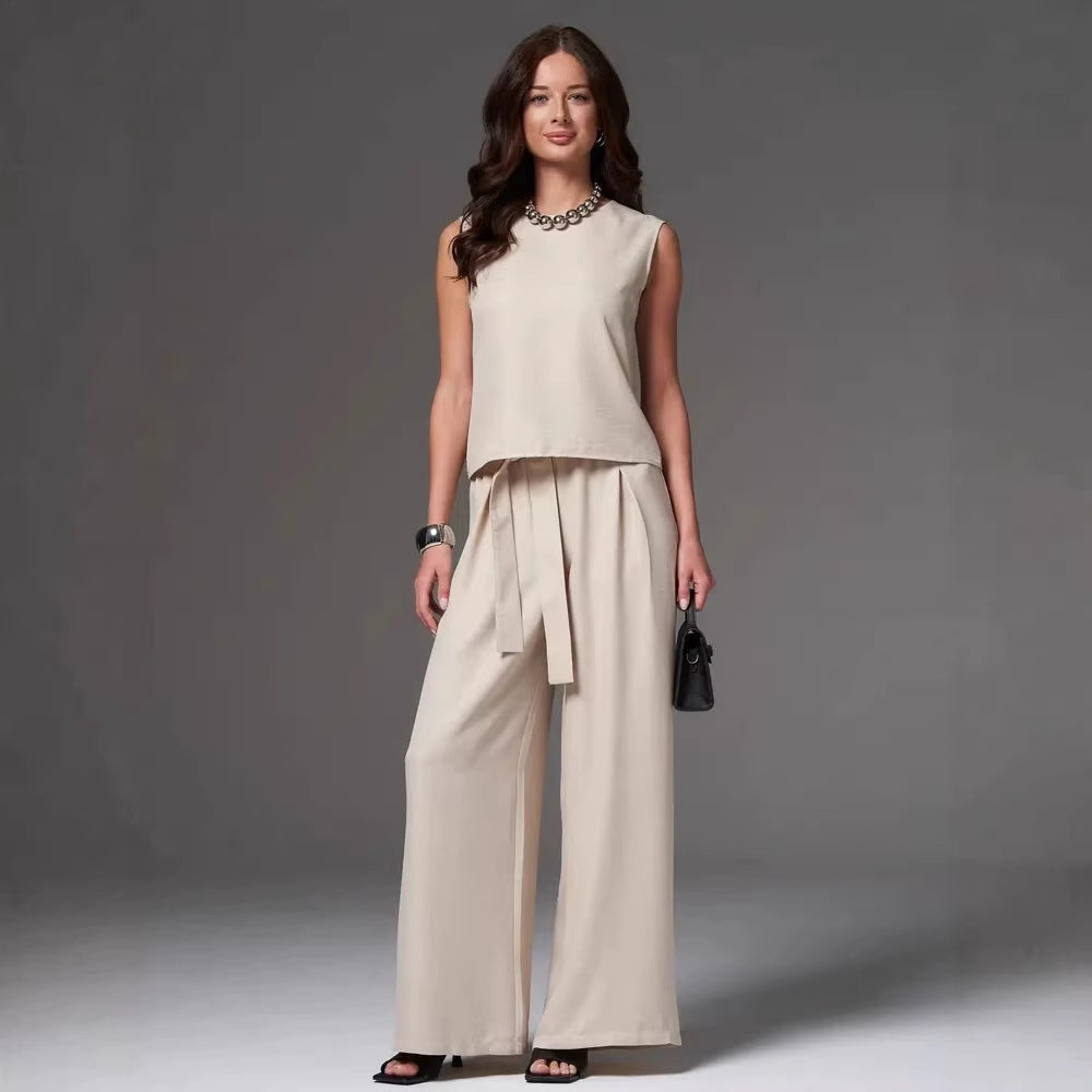 Sleeveless Cotton-Linen Wide-Leg Pants Set – 4 Colors, S–2XL FitiqueFit