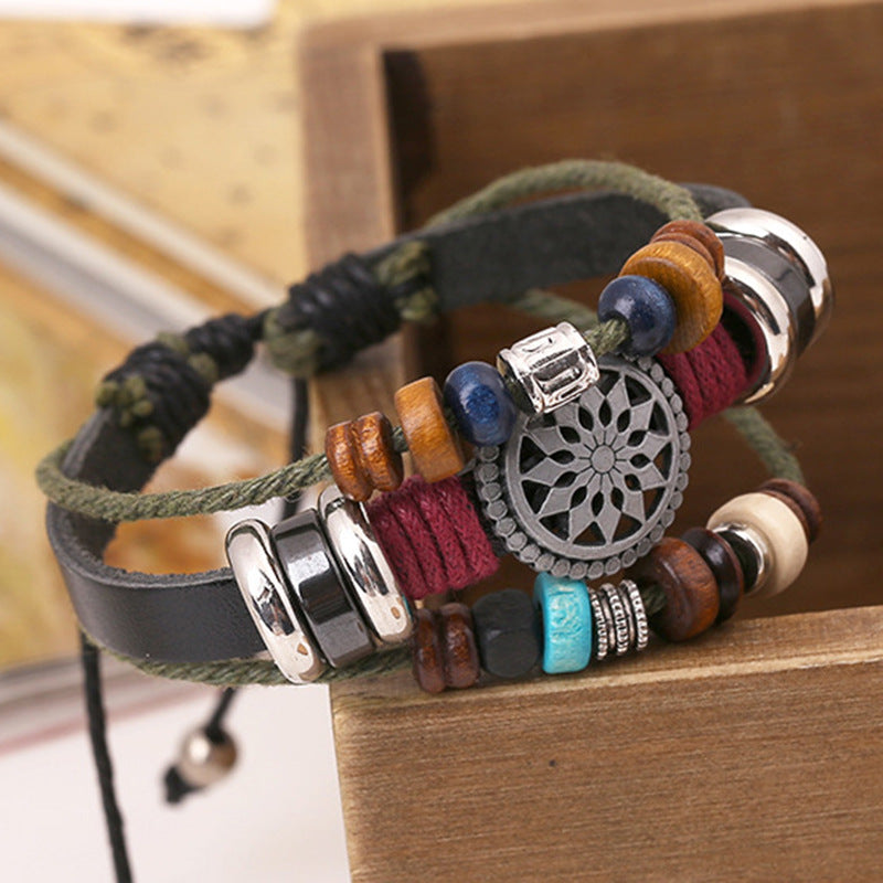 Retro Personality Cowhide Bracelets, Fashion Temperament Beaded Leather Bracelets, New Bracelets NovaCart