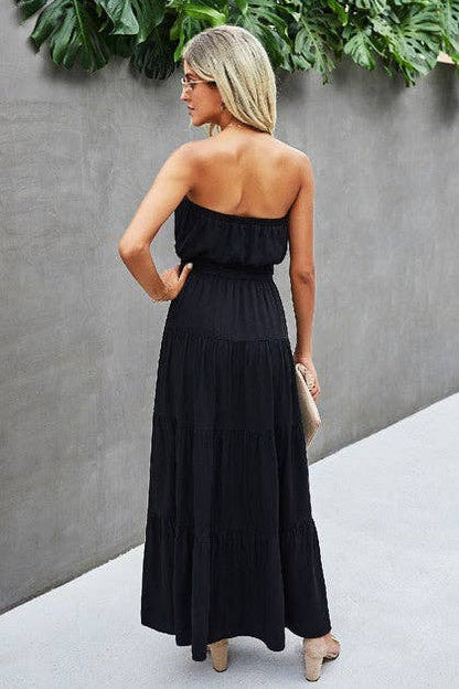 Off Shoulder Waist Tie Ruffle Dress Kacee Lillie Boutique