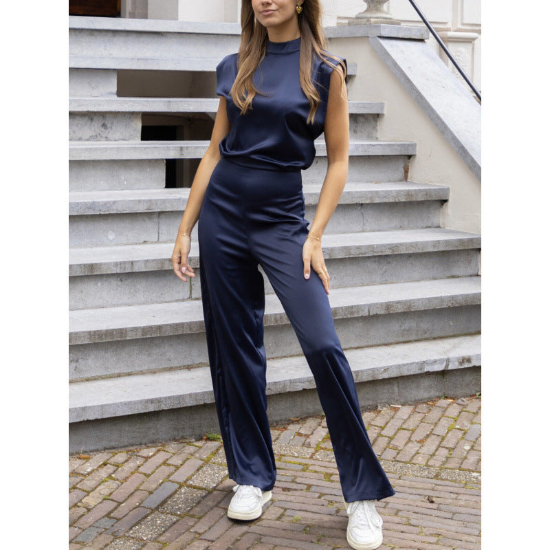 Backless Evening Dress Jumpsuit Solid Color Casual Straight Pants Grayceful LLC