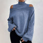 Women’s Elegant Off-Shoulder Turtleneck Sweater — Long Sleeve Knit Top FitiqueFit