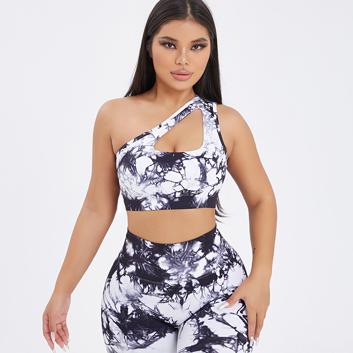 Seamless One-Shoulder Bra & Scrunch Leggings Set - High Waisted Yoga Pants FitiqueFit