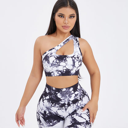 Seamless One-Shoulder Bra & Scrunch Leggings Set - High Waisted Yoga Pants FitiqueFit