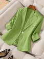 Women's Three-Quarter Sleeve Single-Button Casual Blazer FitiqueFit