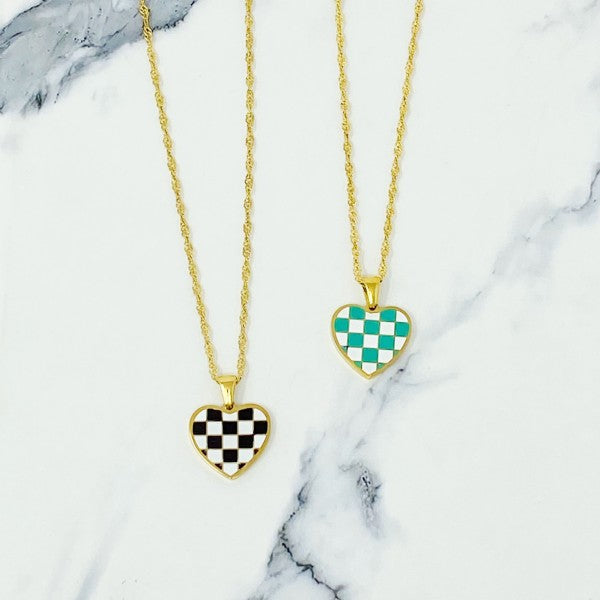 Checkered Heart Necklace Shop Style & More | Fresh Looks, Everyday Deals & Free Shipping