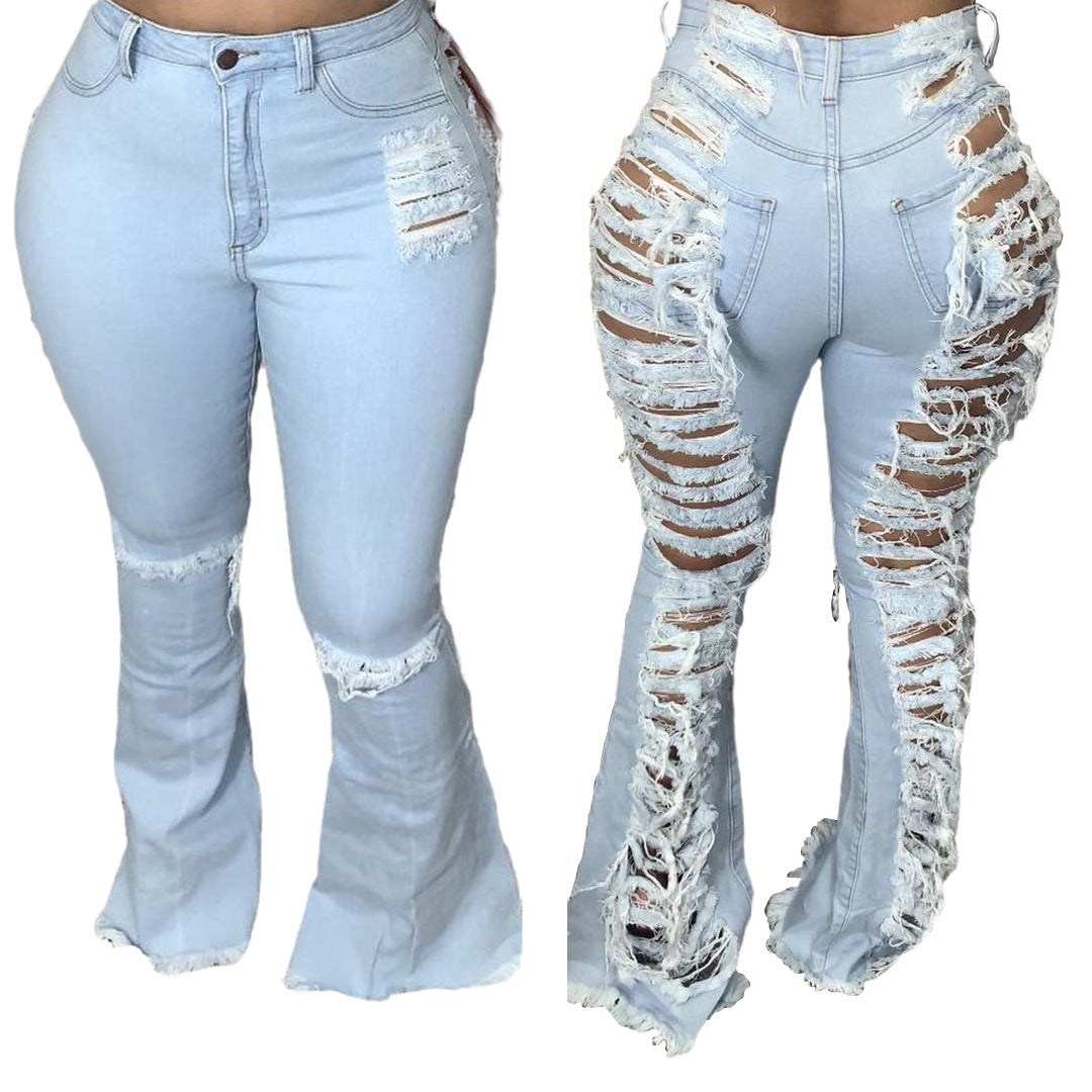 Fashion Trendy Unique Jeans Stretch Plus Size Bell-bottom Pants See size chart under “more details” The Fashion Celestial