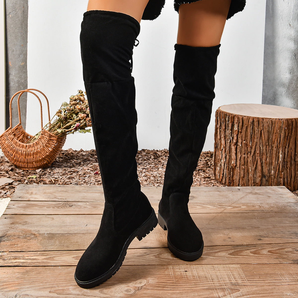 Women’s Elastic Knee-High Boots – Thick Sole Solid Color Fashion Boots FitiqueFit